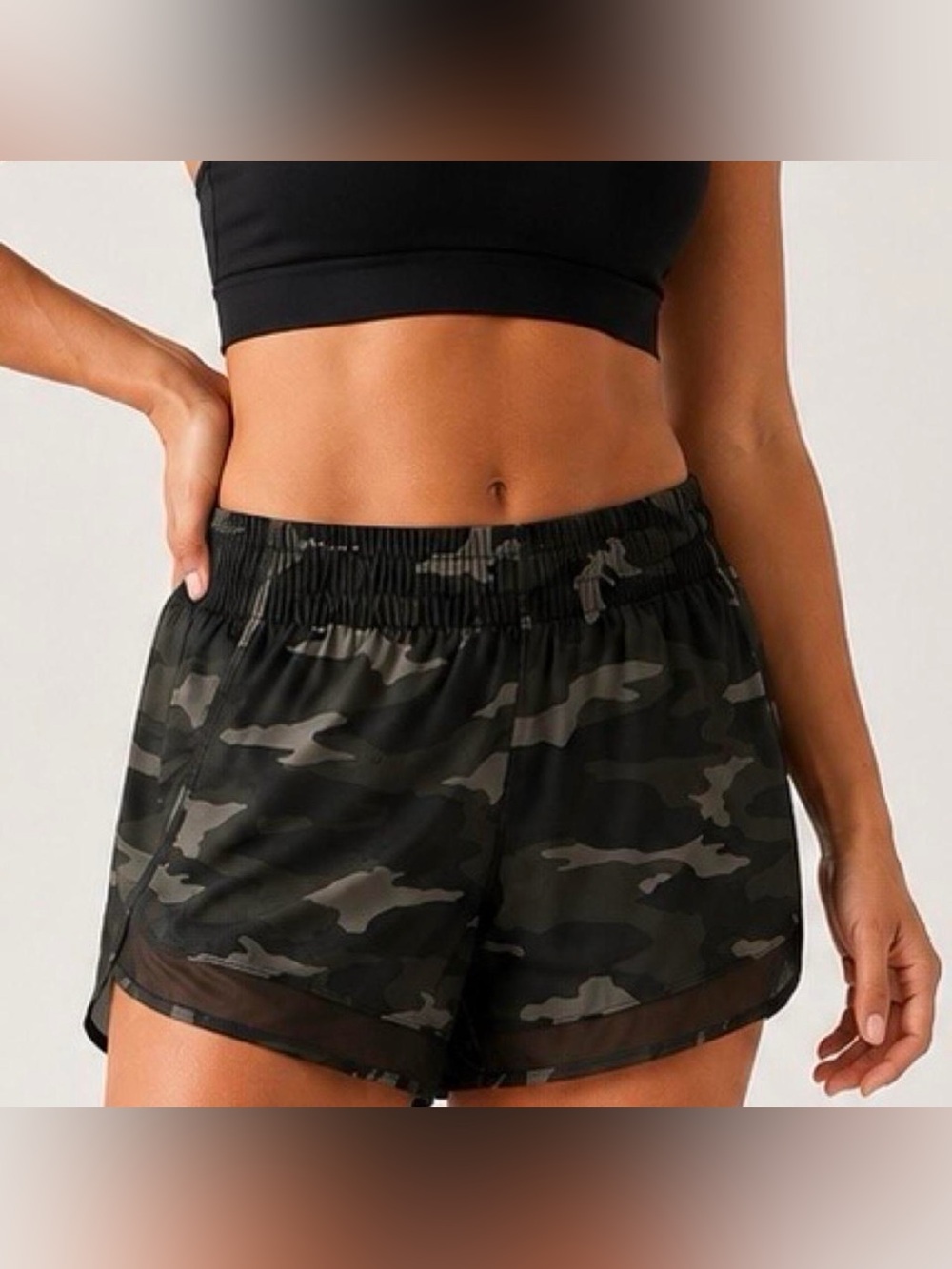 Athleta Olive Green Camo Athletic Shorts